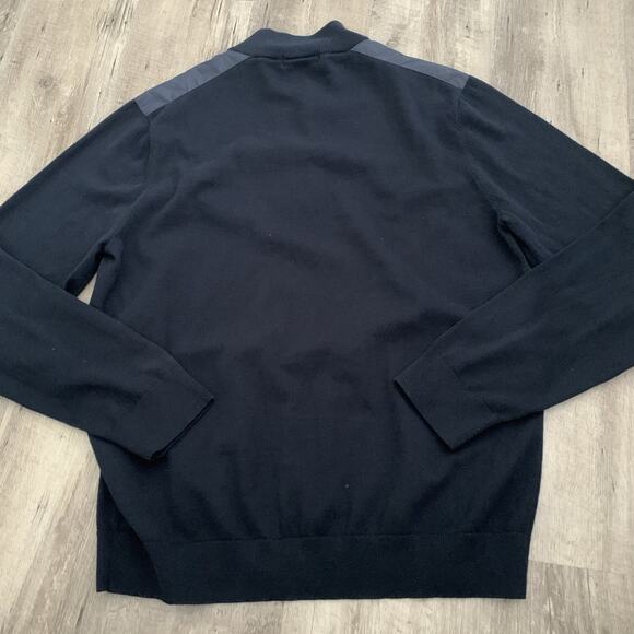 Michael Kors Sweater Mens XL 1/4 Zip Pullover Blue Tight Knit Nylon Shoulders - Picture 5 of 6